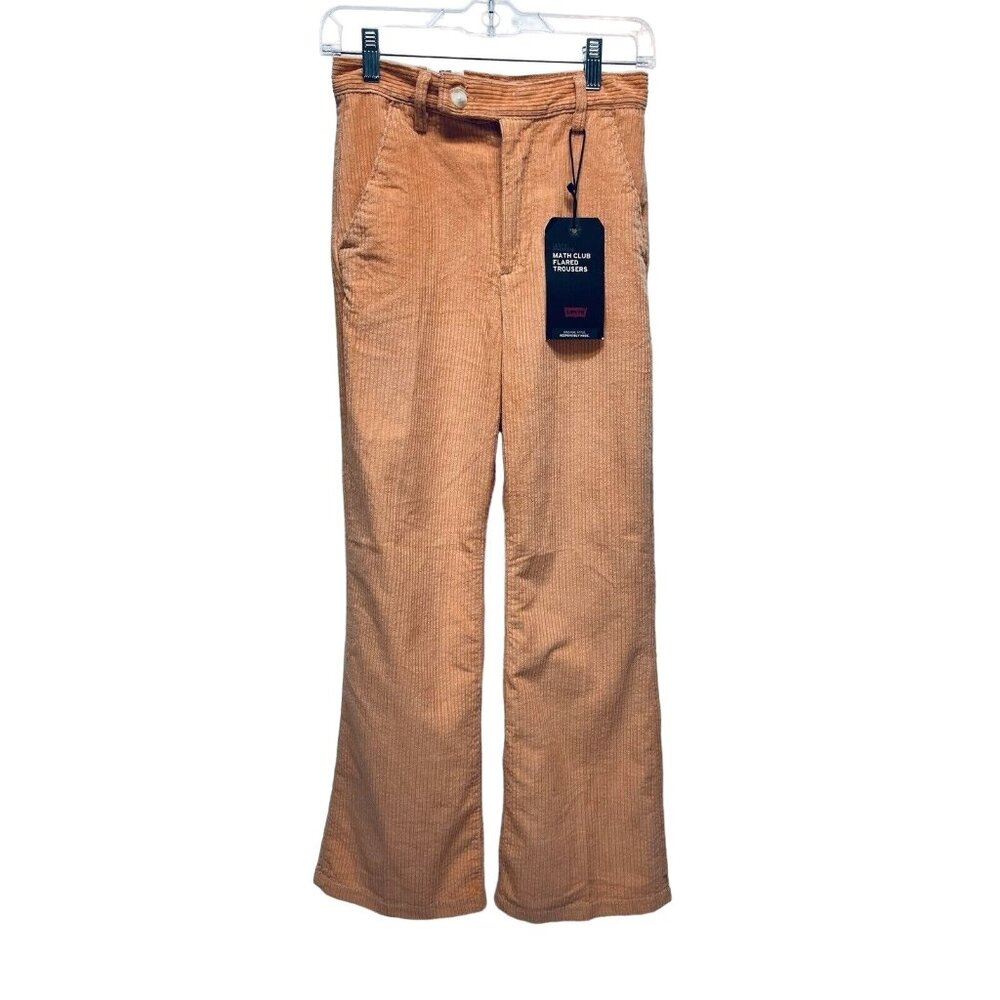 Levi's Corduroy Pants Sz 25x27 Women’s High Rise Math Club Flare Trouser Orange